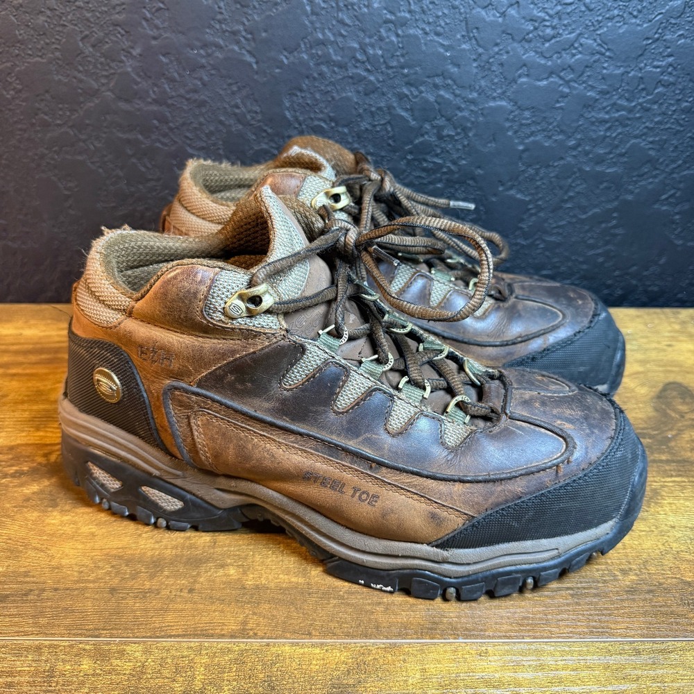 Skechers Work Steel Toe 76068EW‎ Brown Leather Safety Boots Mens 10.5 Wide
